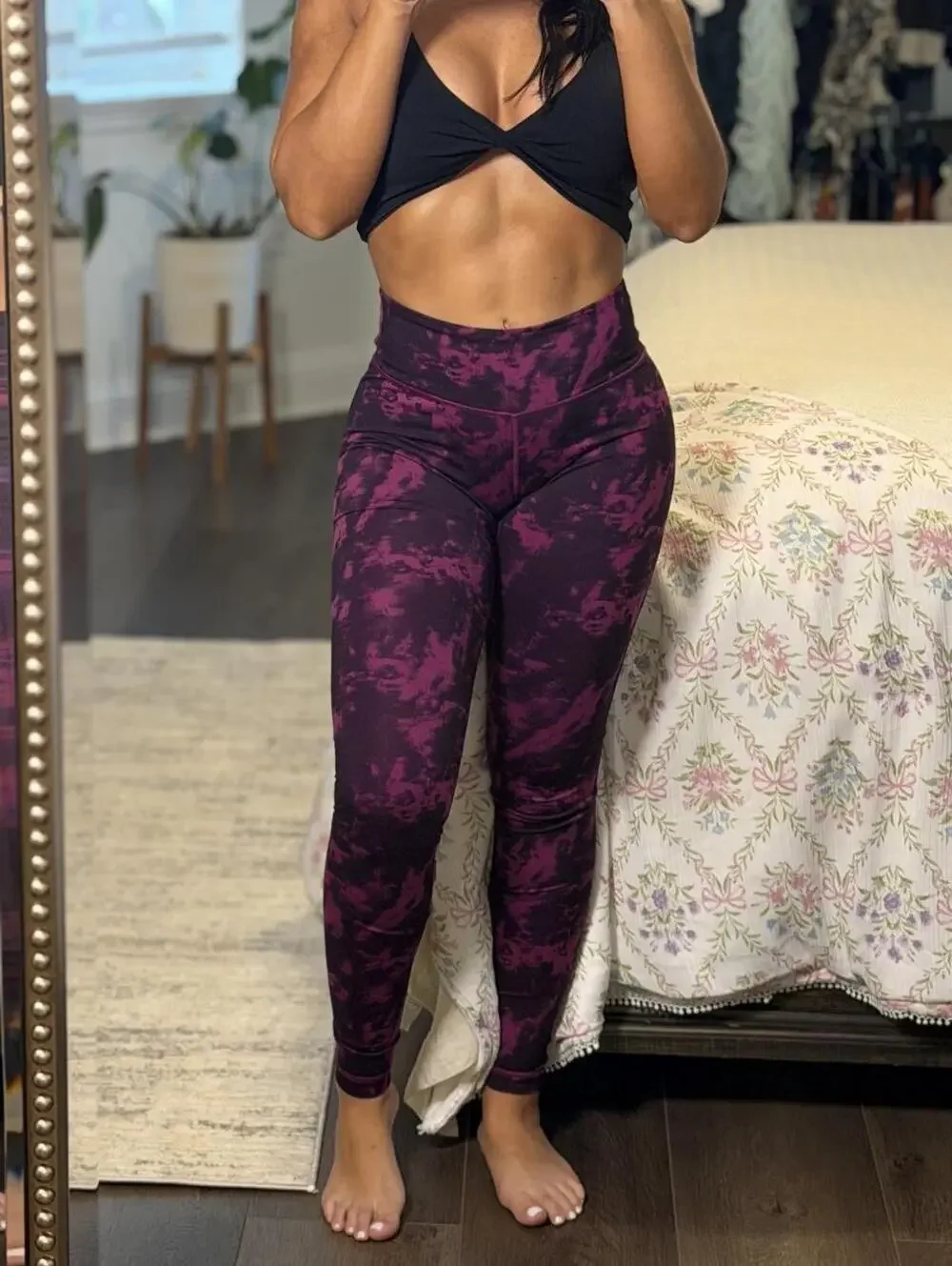 Lululemon Align High Rise Leggings 25” Size 6 Purple Black Tie Dye Yoga Gym